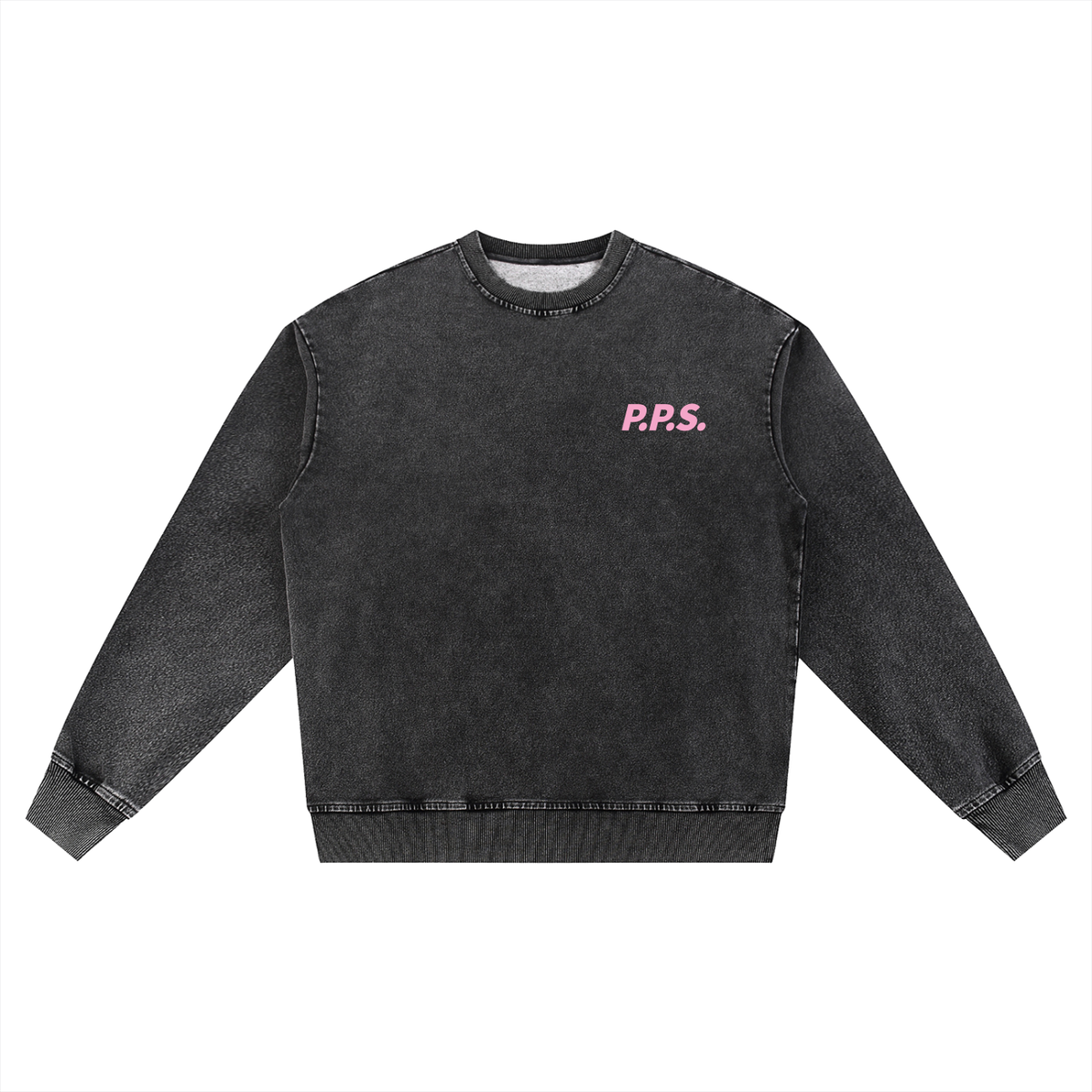 P.P.S. FUCK CANCER oversized snow-washed crewneck sweatshirt in black – WE ARE P.P.S.