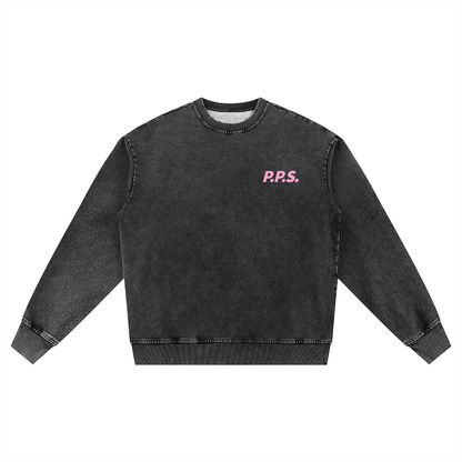 P.P.S. FUCK CANCER oversized snow-washed crewneck sweatshirt in black – WE ARE P.P.S.