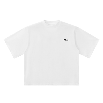 CHECK YOUR BOOBS oversized white tee with P.P.S. pink line – WE ARE P.P.S.